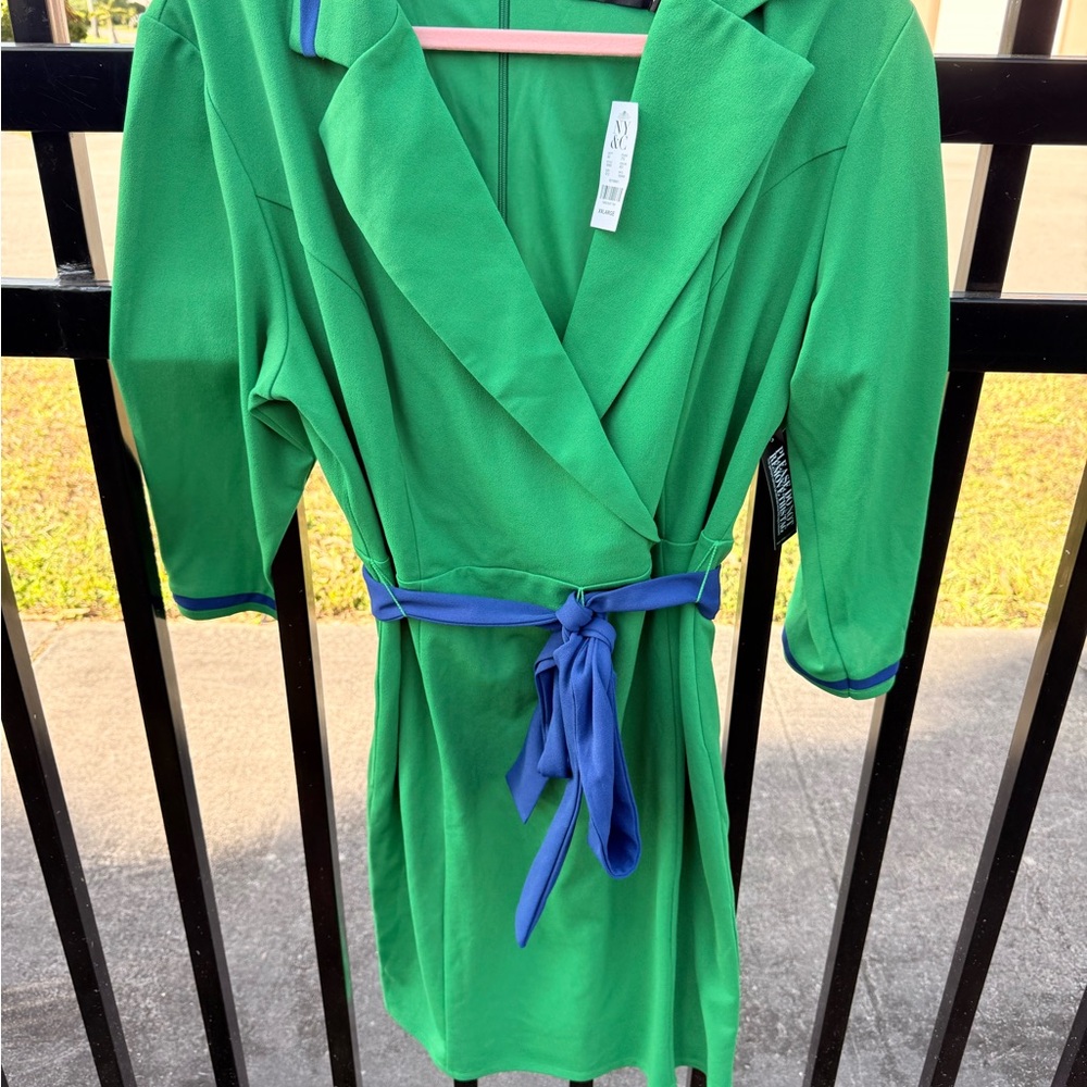 Green Dress with Blue Belt